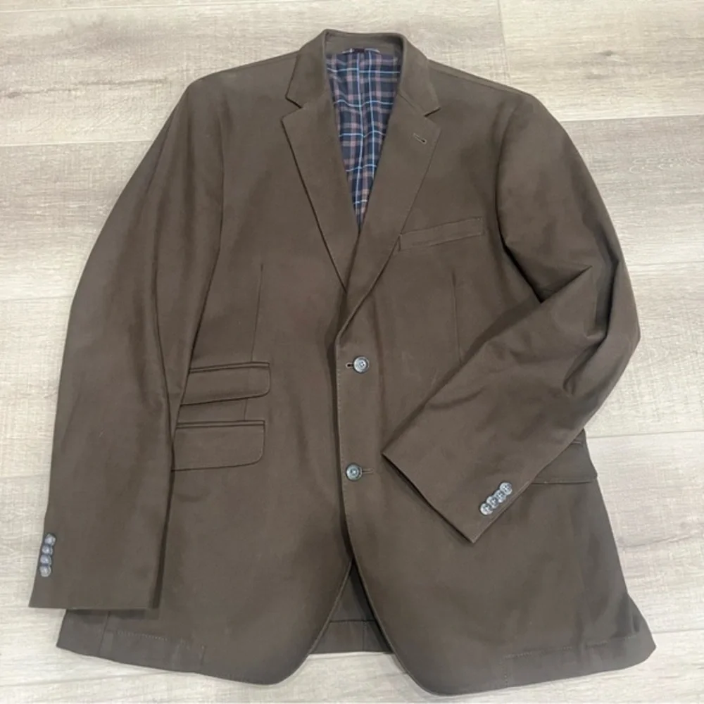 Kroon Luxury Men 46 Brown Cotton Jacket Double Vent‎ 2 Button Blazer